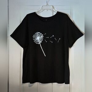 Dandelion white on black shortsleeve shirt  Sz. 2XL